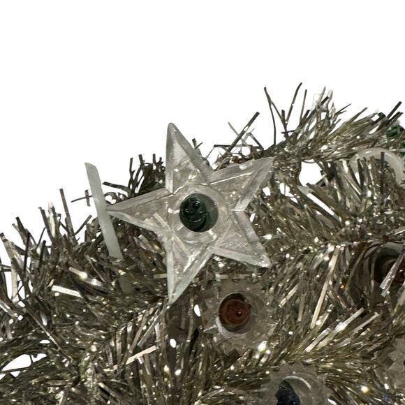 Vtg Holiday Light Decor GOLD STAR Christmas Tree Topper With Tinsel Stars - Picture 2 of 4